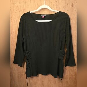 Vince Camuto Women's Black Lace-up Sides Long Sleeve Stretch Top Size XL